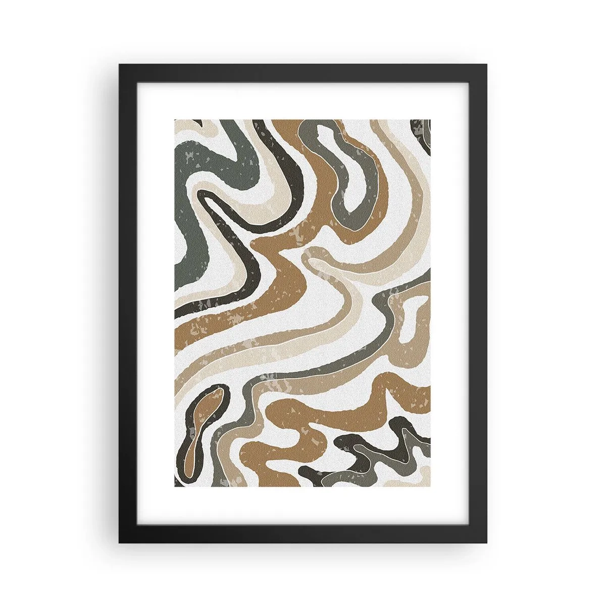 Plakat i sort ramme - Slyngninger af jordfarver - 30x40 cm