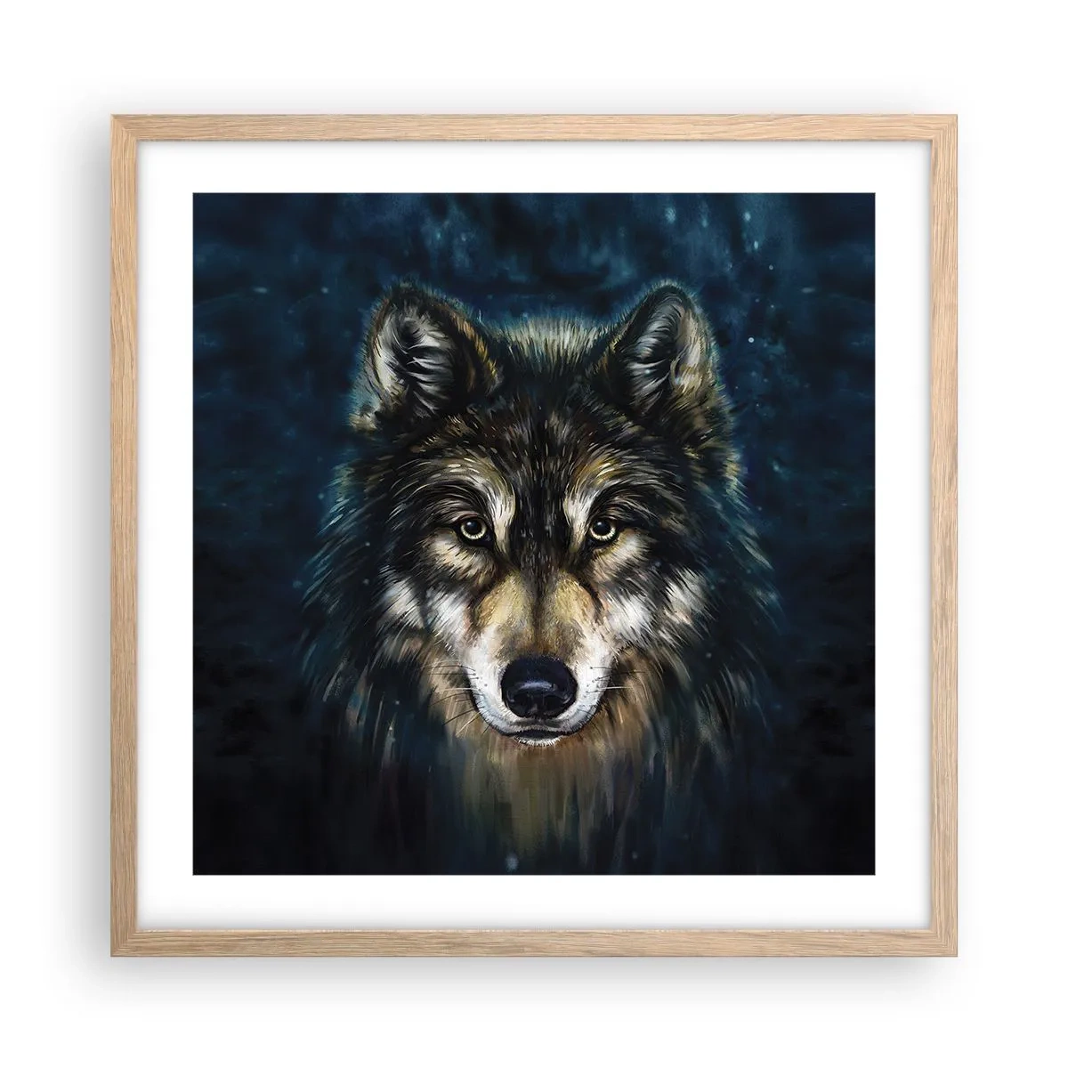 Plakat i ramme af lyst egetræ - Alfa? Og omega - 50x50 cm