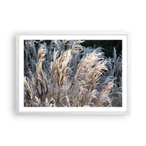Plakat i hvid ramme - Pyntet med frost - 70x50 cm