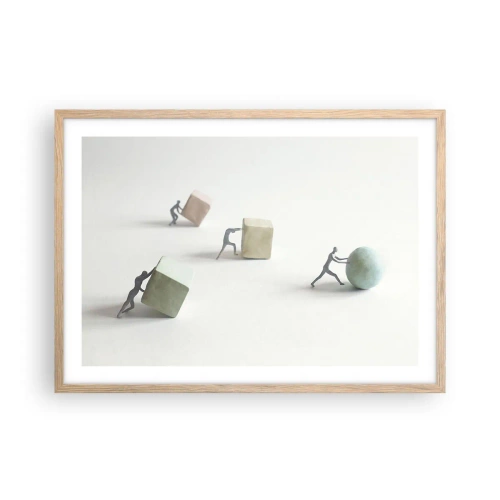 Plakat i ramme af lyst egetræ - Selve livet - 70x50 cm