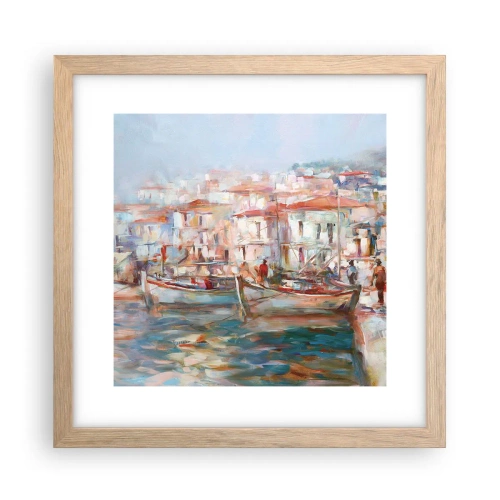 Plakat i ramme af lyst egetræ - Pastelfarvede helligdage - 30x30 cm