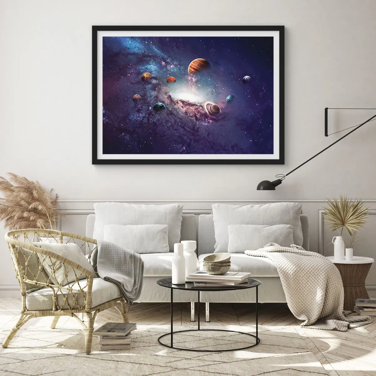 Plakat i sort ramme - Systemet med soldans - 91x61 cm