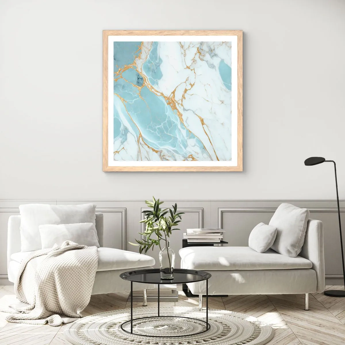 Plakat i ramme af lyst egetræ - Rigdom af sten - 60x60 cm