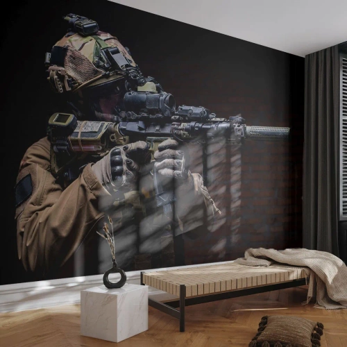 Fototapet Selvklæbende Deluxe Sticker - Dødeligt effektiv - Militær, Riffel, Våben - 450x315 cm