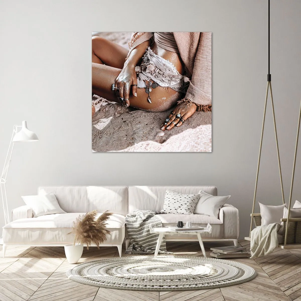 Lærredstryk - Billede på lærred - Kastet ud af bølgerne? - 70x70 cm