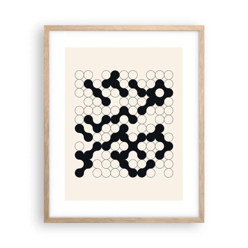 Plakat i ramme af lyst egetræ - Kinesisk spil - variation - 40x50 cm