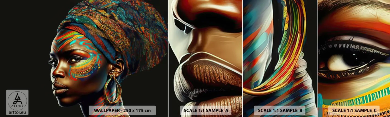 Fototapet Prøve Standard Eco - Afrikansk dronning - Turban, Stammer, afro amerikaner - 100x30 cm