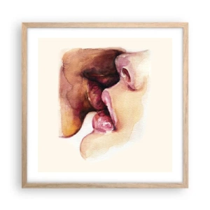 Plakat i ramme af lyst egetræ - Som nat og dag, jord og himmel - 50x50 cm