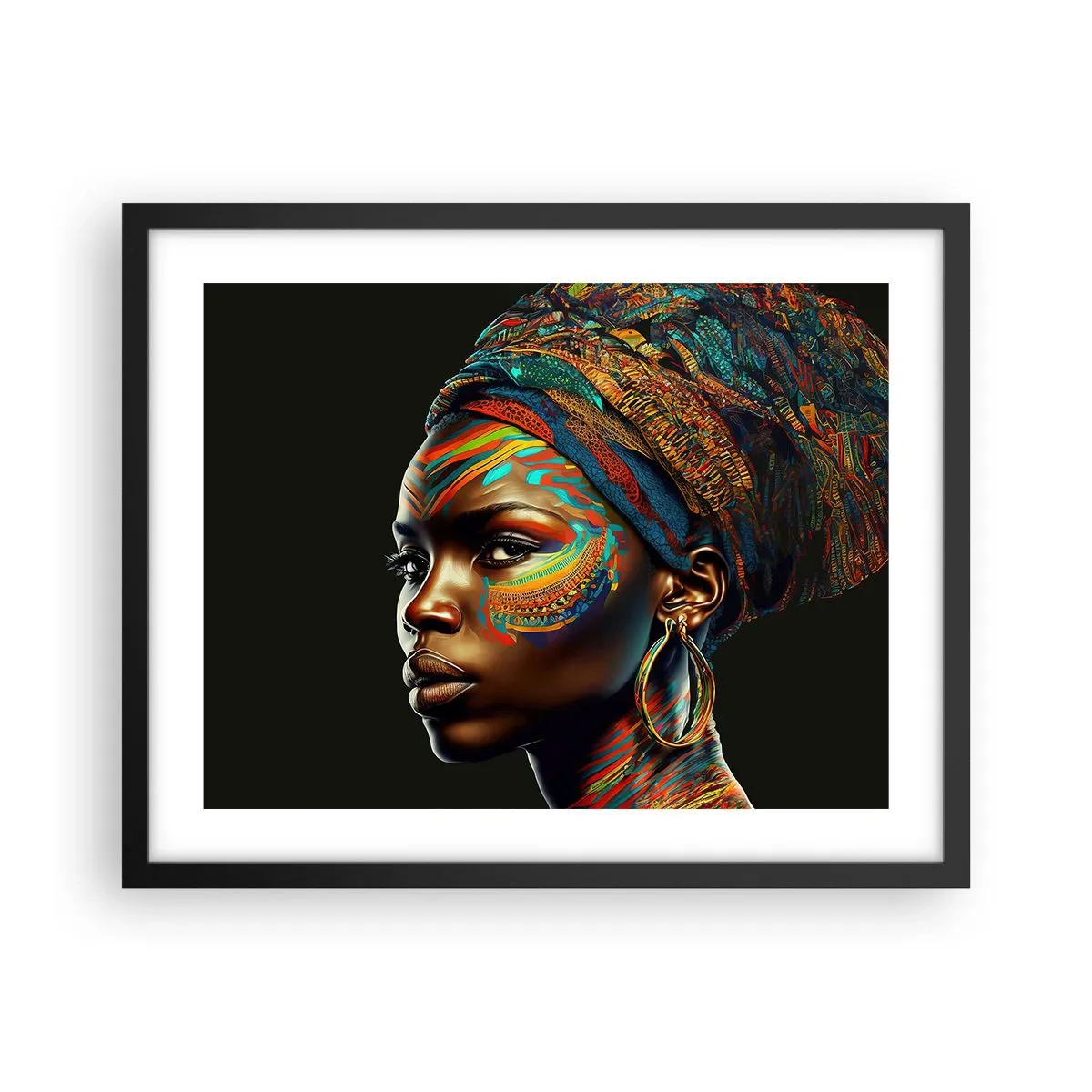 Plakat i sort ramme - Afrikansk dronning - 50x40 cm