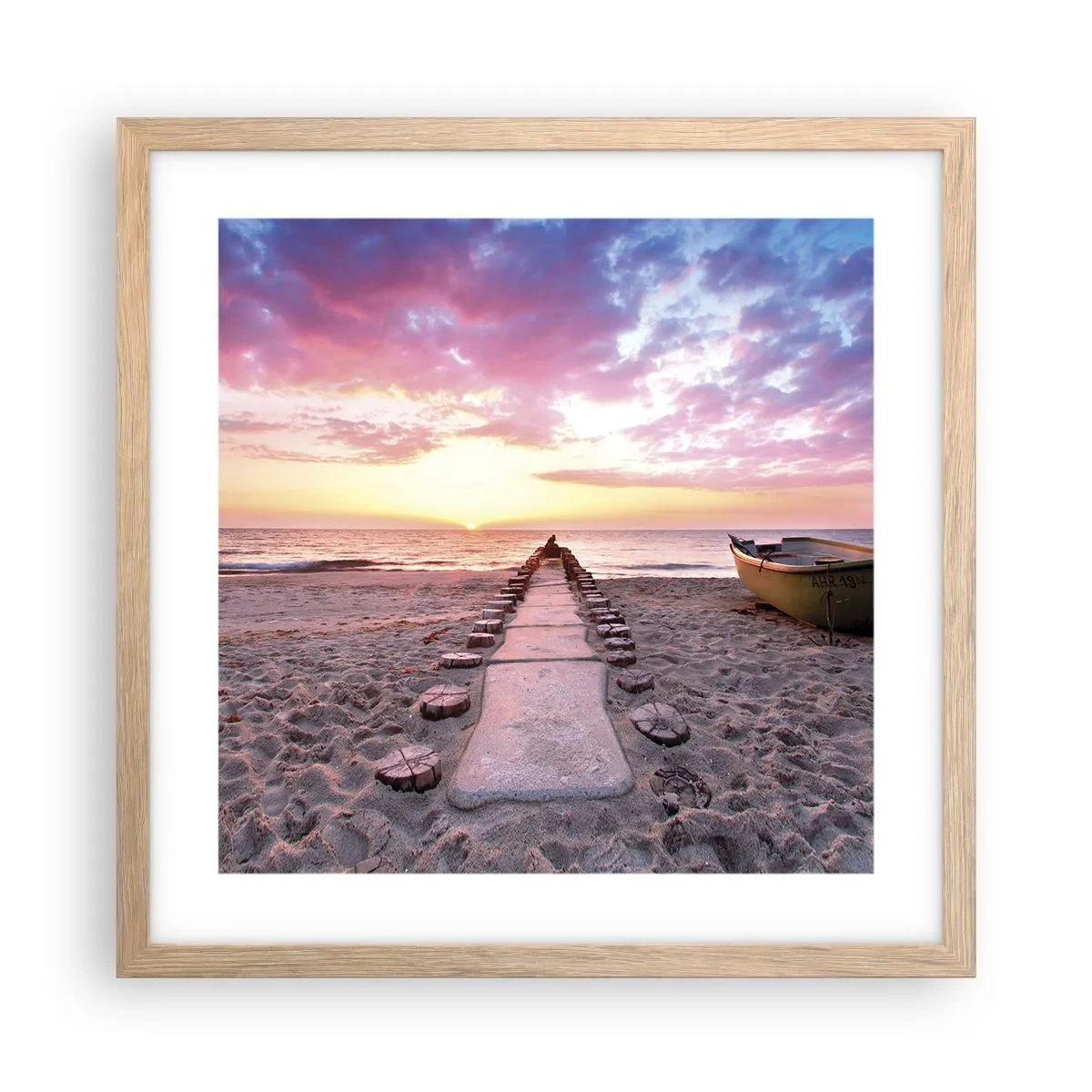 Plakat i ramme af lyst egetræ - Et øjeblik med en dybtgående oplevelse - 40x40 cm