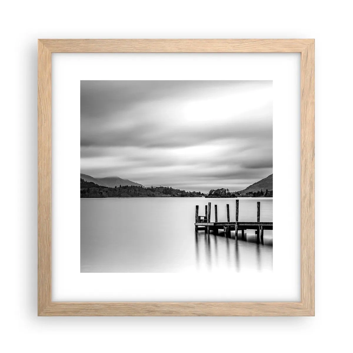 Plakat i ramme af lyst egetræ - Mildhed og styrke - 30x30 cm