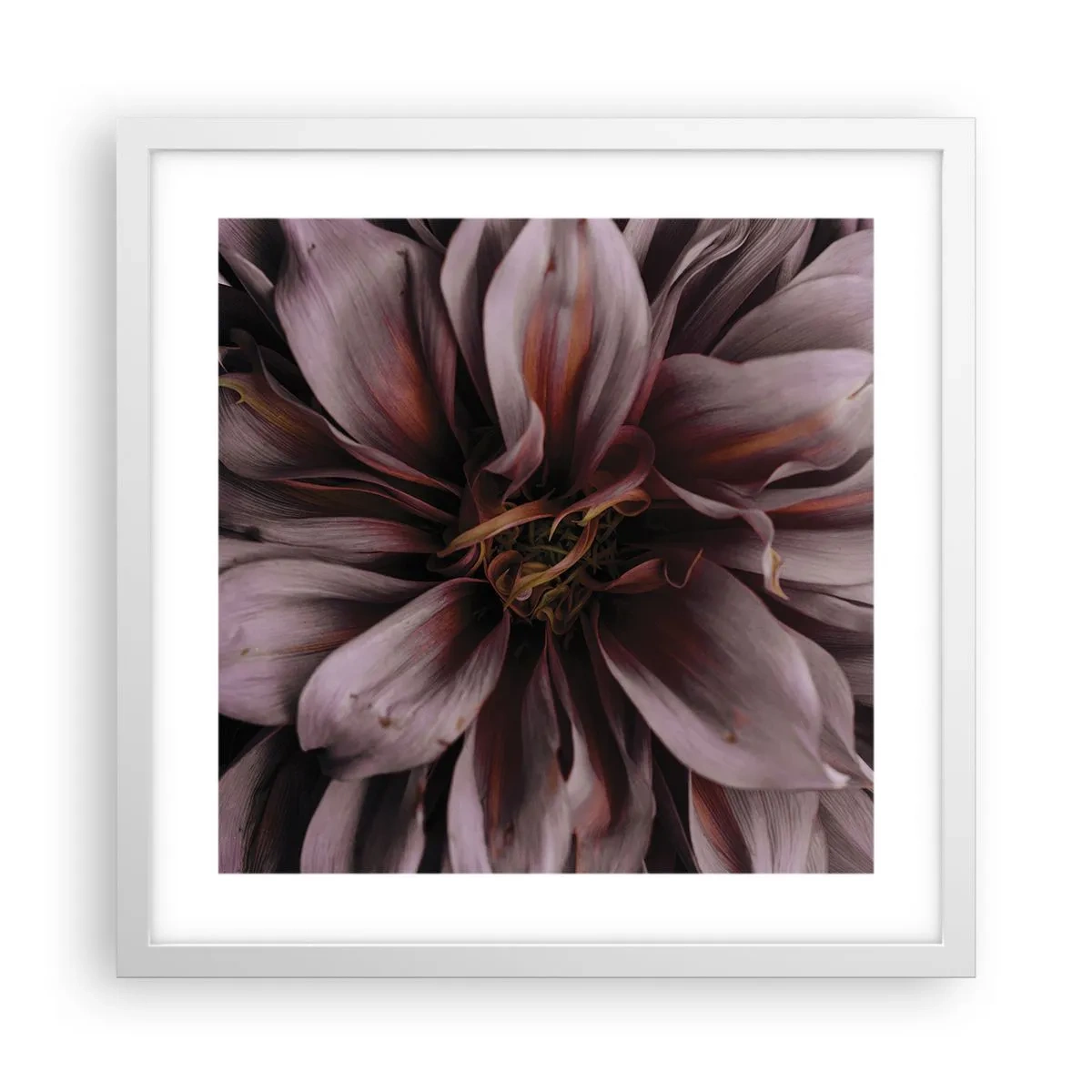 Plakat i hvid ramme - Blomstret hjerte - 40x40 cm