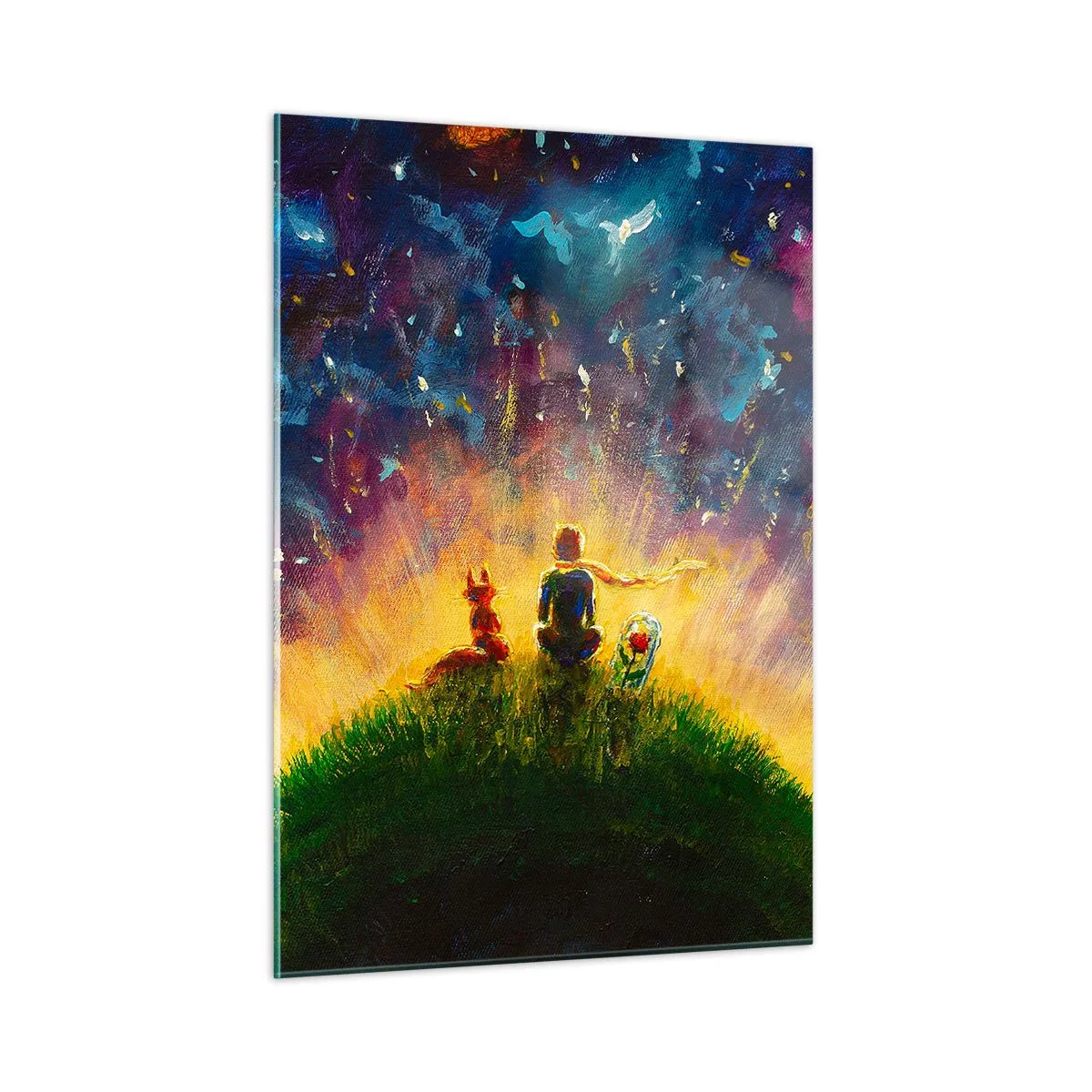 Billede på glas - Kærlighed og venskab - hele verden - 50x70 cm