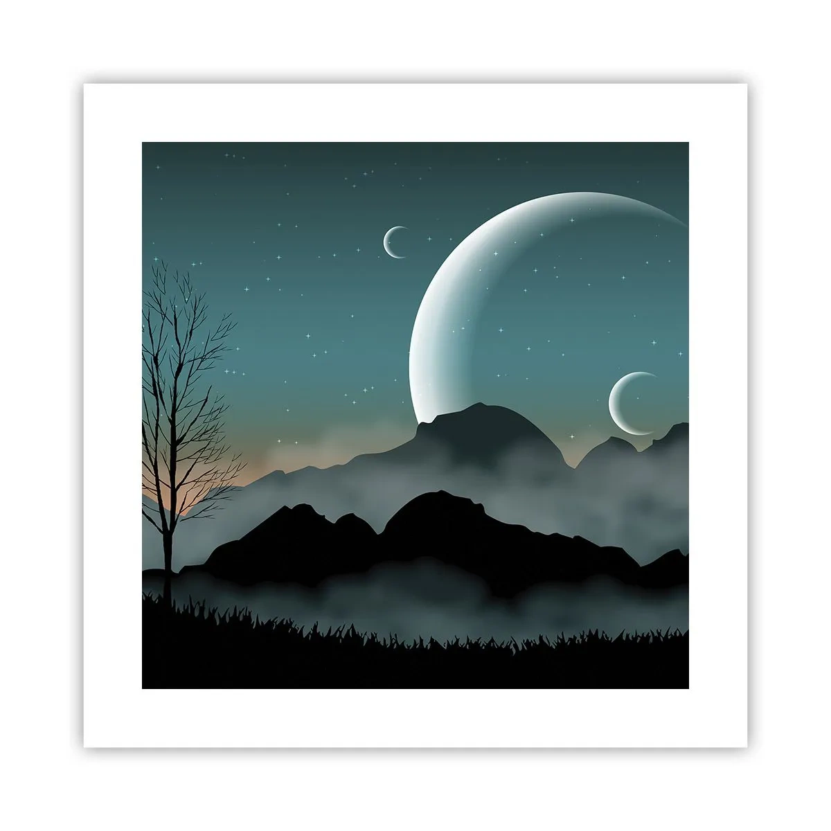 Plakat - Karneval i den stjerneklare nat - 40x40 cm