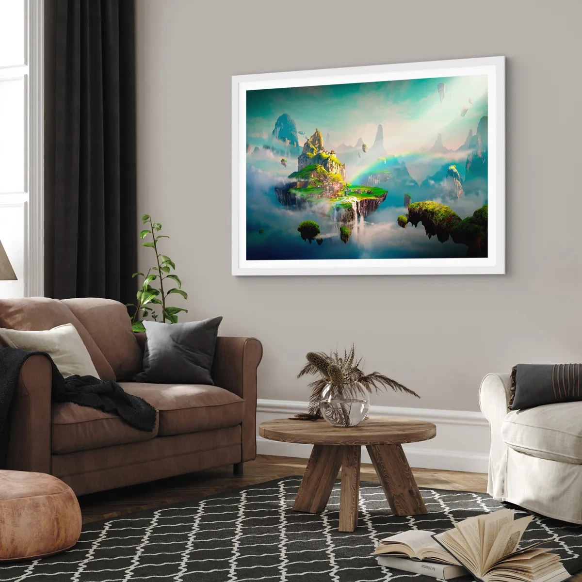 Plakat i hvid ramme - Midden - lykkelige øer - 91x61 cm