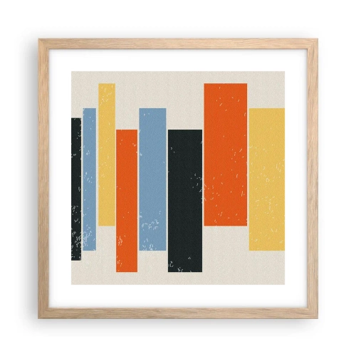 Plakat i ramme af lyst egetræ - Optagelse af musik - 40x40 cm