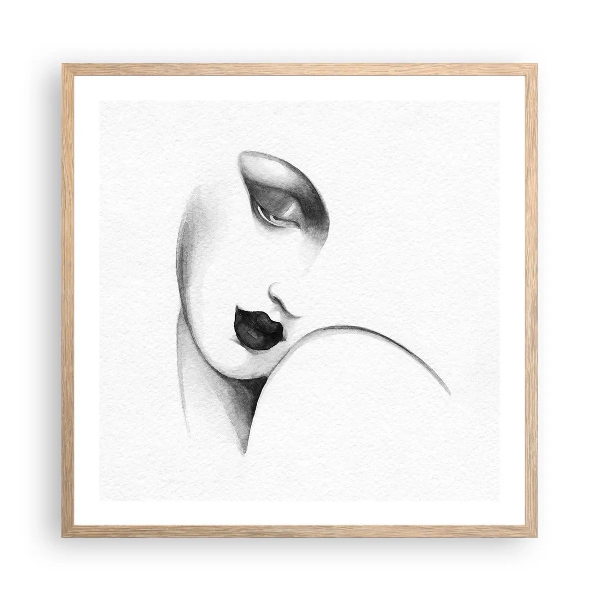 Plakat i ramme af lyst egetræ - I Lempickas stil - 60x60 cm