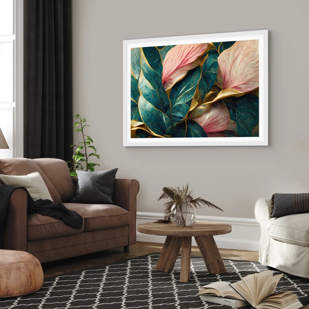 Plakat i hvid ramme - Naturlig elegance og stil - 100x70 cm