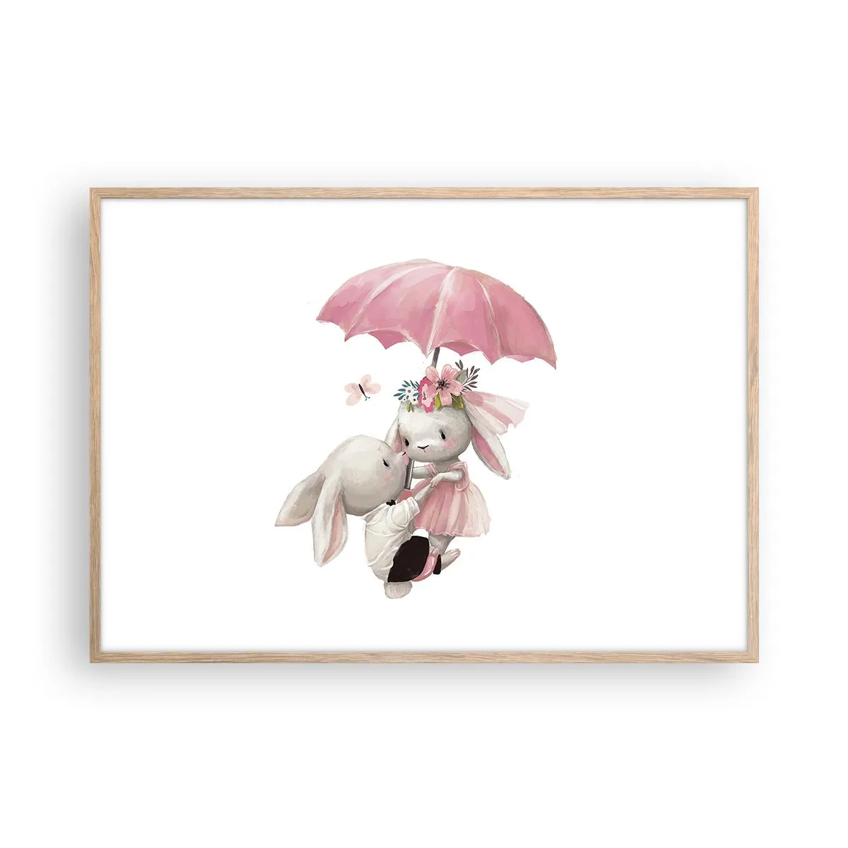 Plakat i ramme af lyst egetræ - Det er kærlighed - 100x70 cm