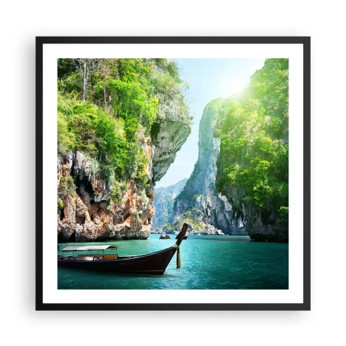 Plakat i sort ramme - En invitation til en eksotisk rejse - 60x60 cm