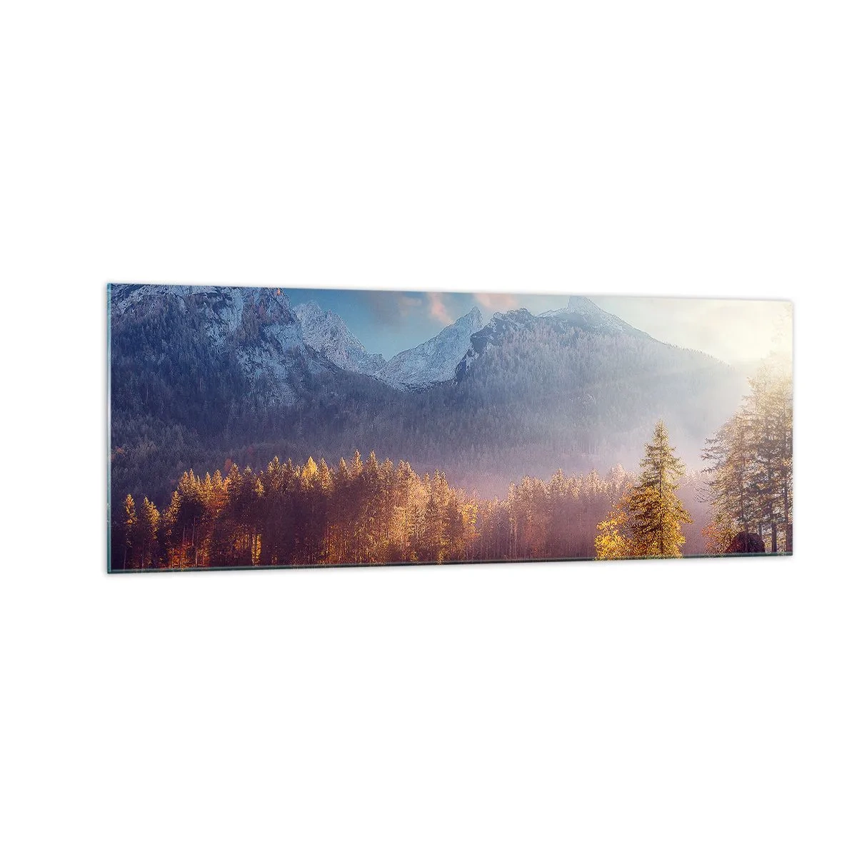 Billede på glas - I bjerge og dale - 140x50 cm