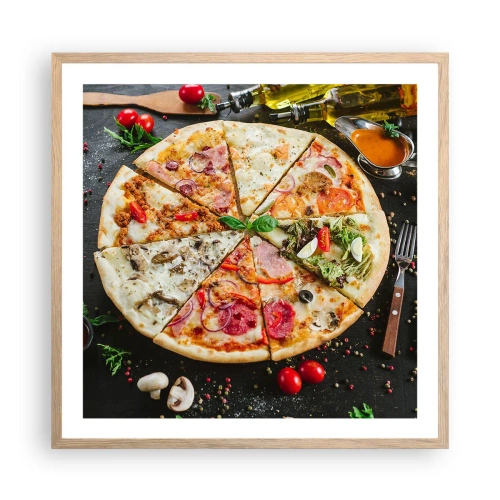 Plakat i ramme af lyst egetræ - Et udvalg af smagsvarianter - 60x60 cm