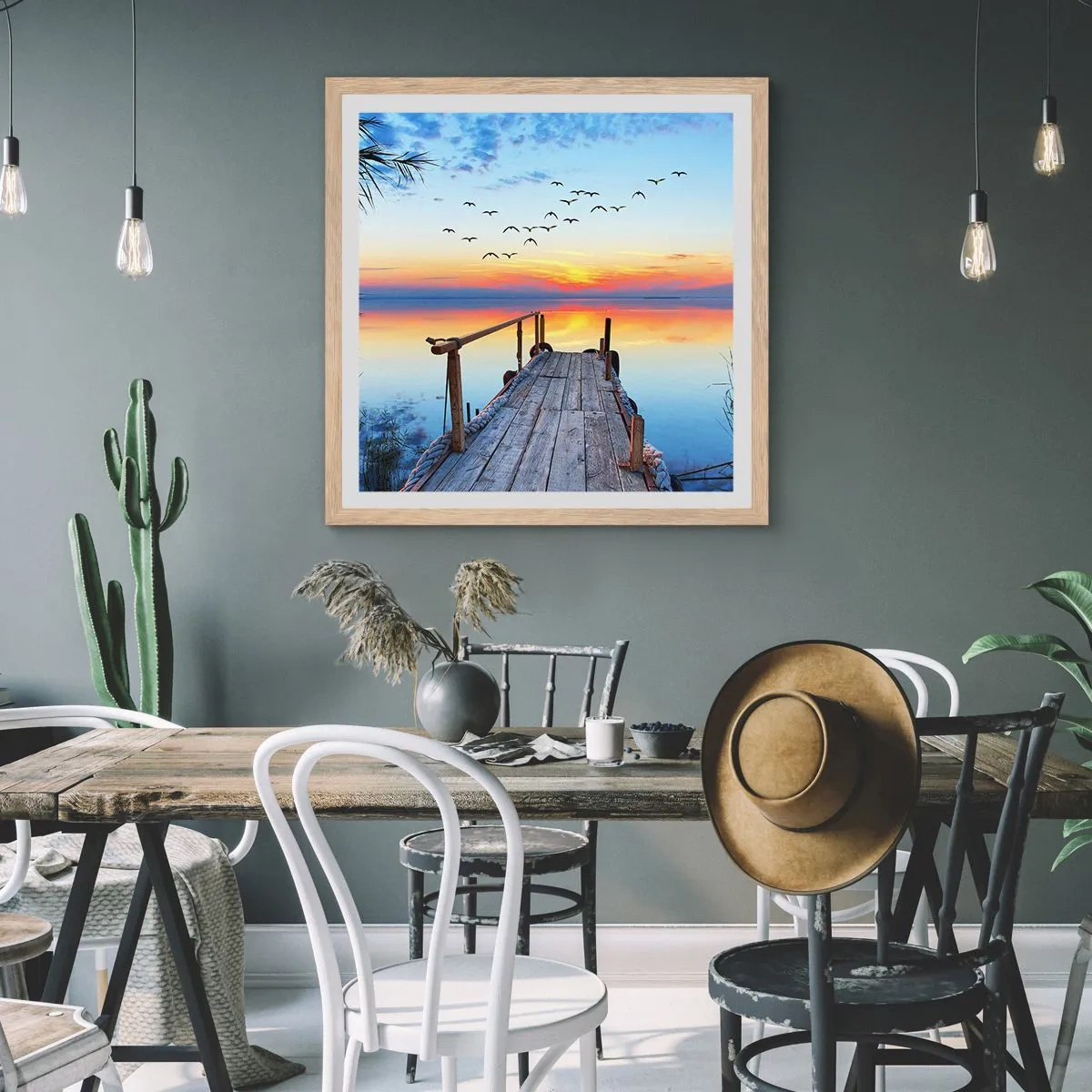 Plakat i ramme af lyst egetræ - Tid til at tage tilbage... - 30x30 cm