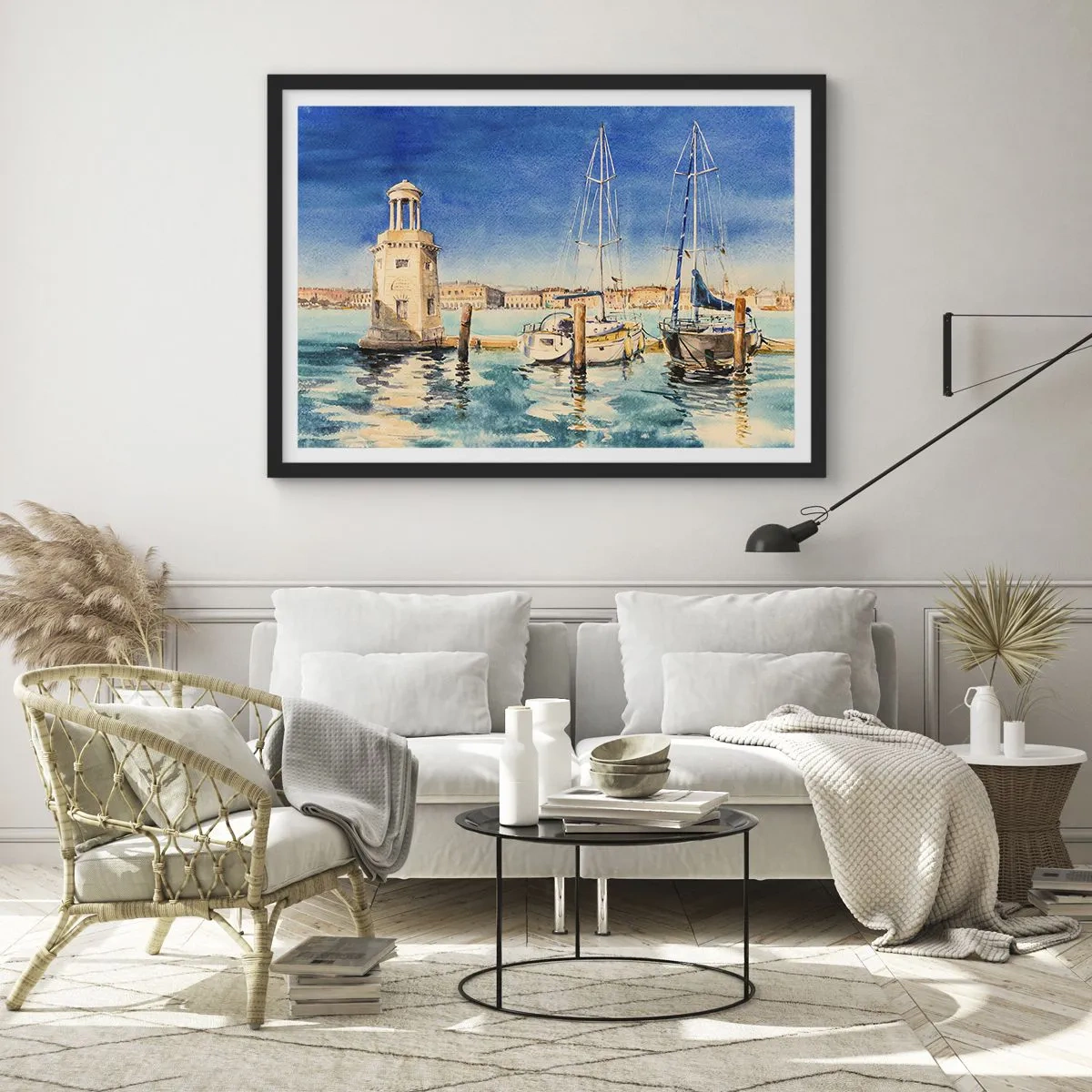 Plakat i sort ramme - Solrig lagune - 50x40 cm