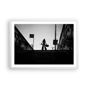 Plakat i hvid ramme - Vandring i byen - 70x50 cm