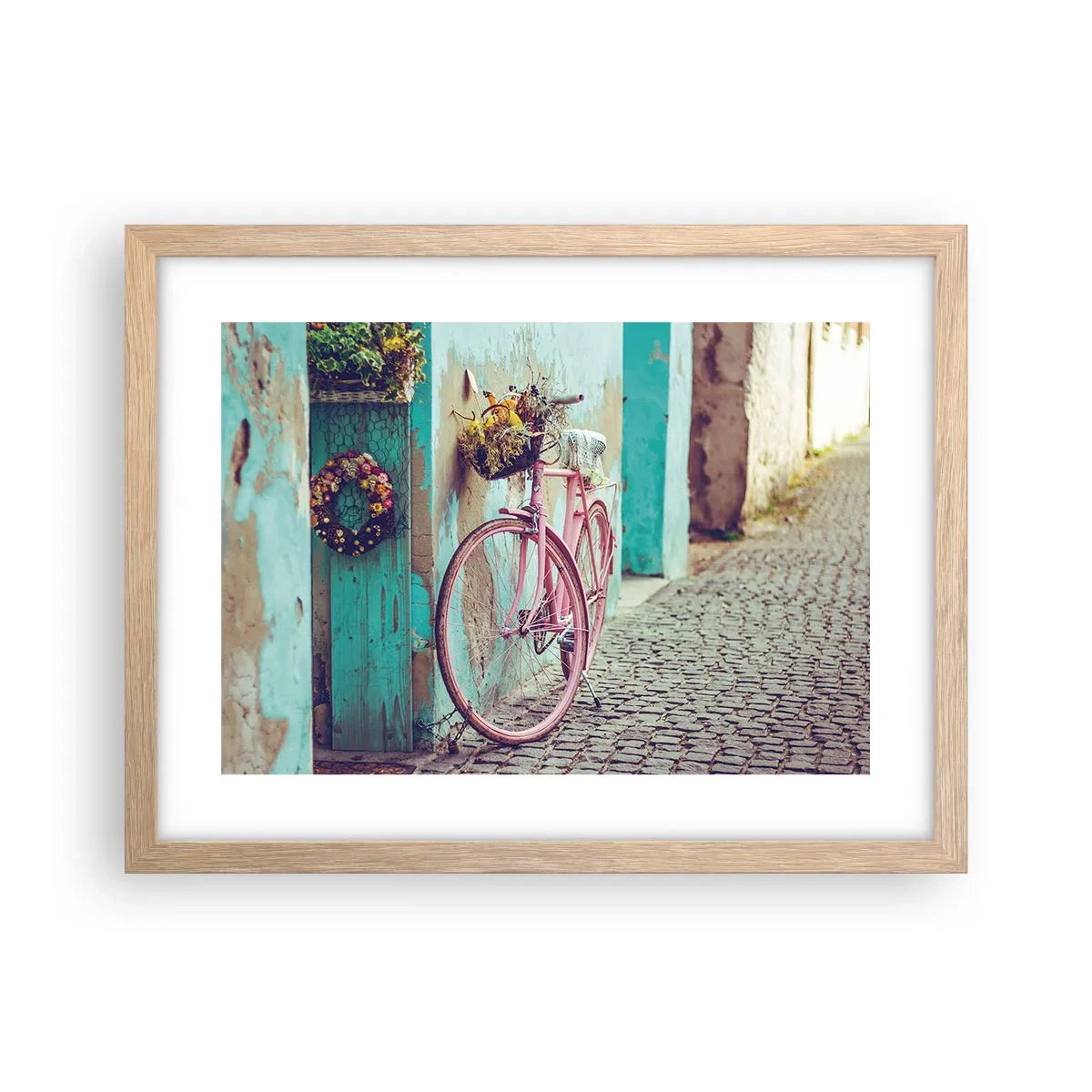 Plakat i ramme af lyst egetræ - Jeg vender tilbage om lidt - 40x30 cm