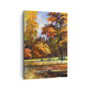 Lærredstryk - Billede på lærred - Landskab i guld og bronze - 50x70 cm