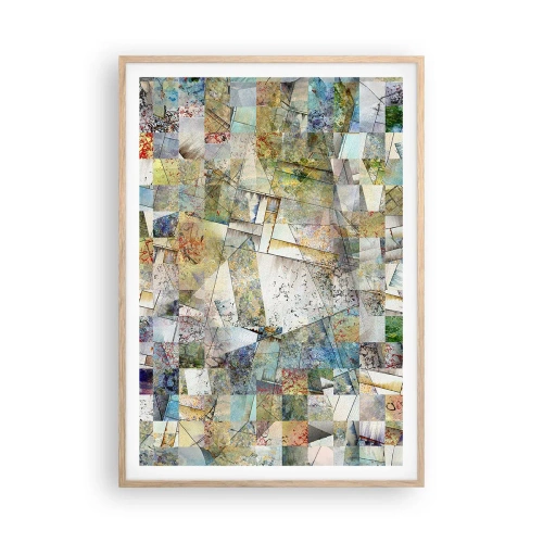 Plakat i ramme af lyst egetræ - Geometrisk ommøblering - 70x100 cm