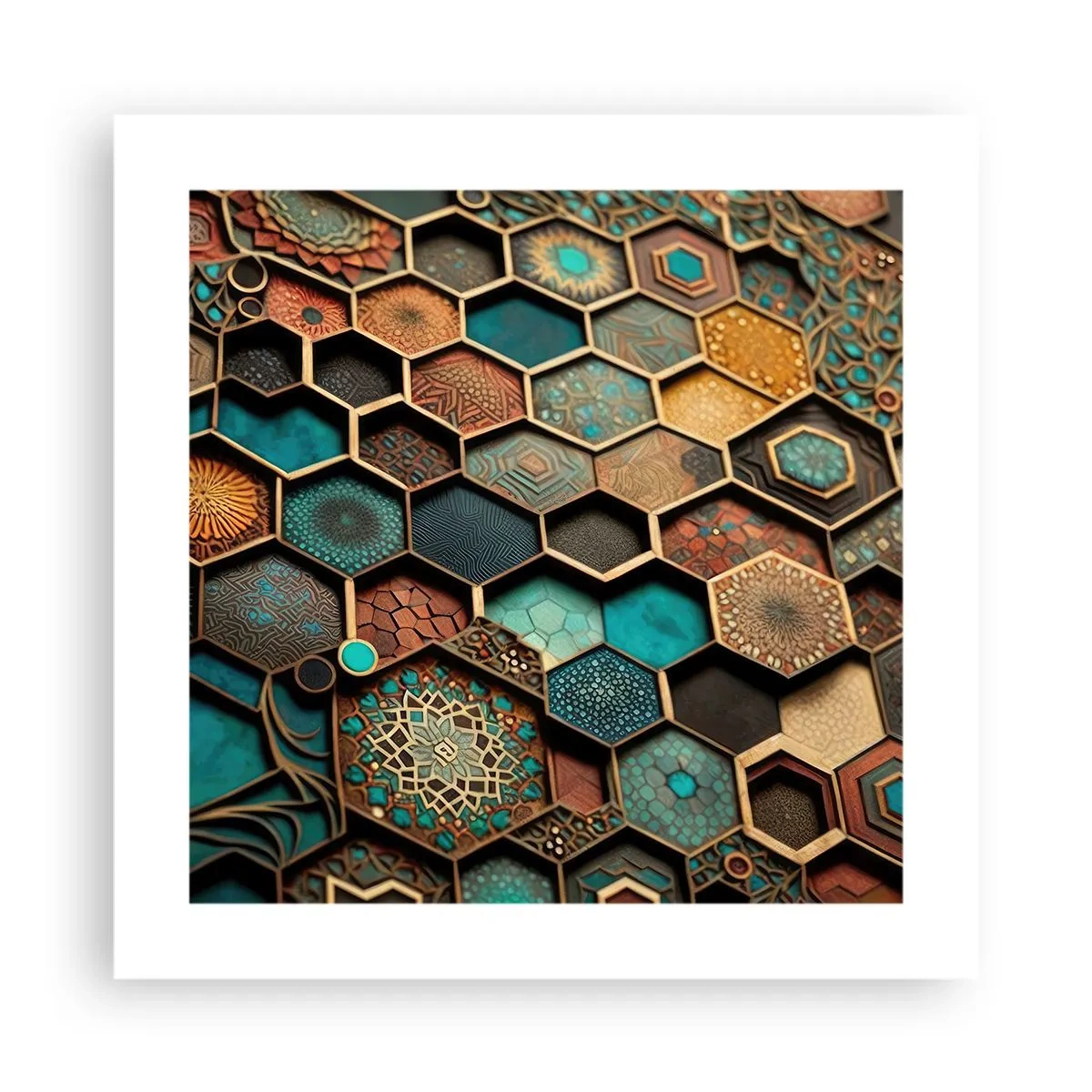 Plakat - Arabiske ornamenter - en variation - 40x40 cm