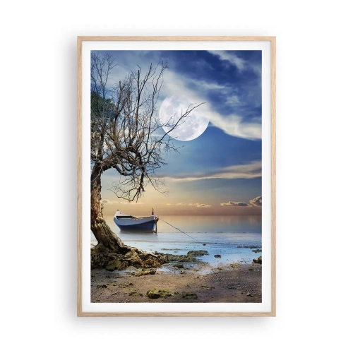 Plakat i ramme af lyst egetræ - Er dette enden eller begyndelsen? - 70x100 cm