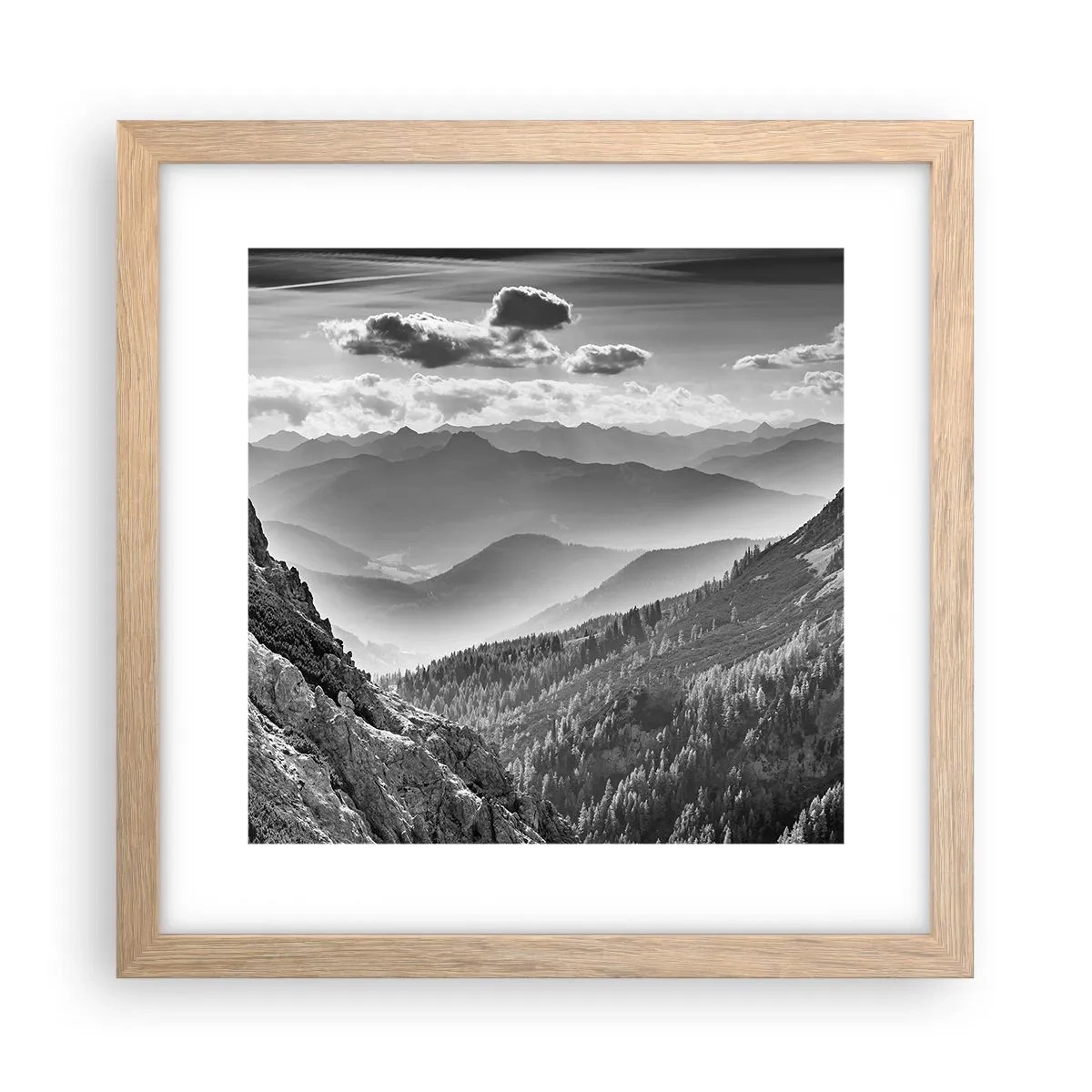 Plakat i ramme af lyst egetræ - Hele vejen til horisonten - 30x30 cm