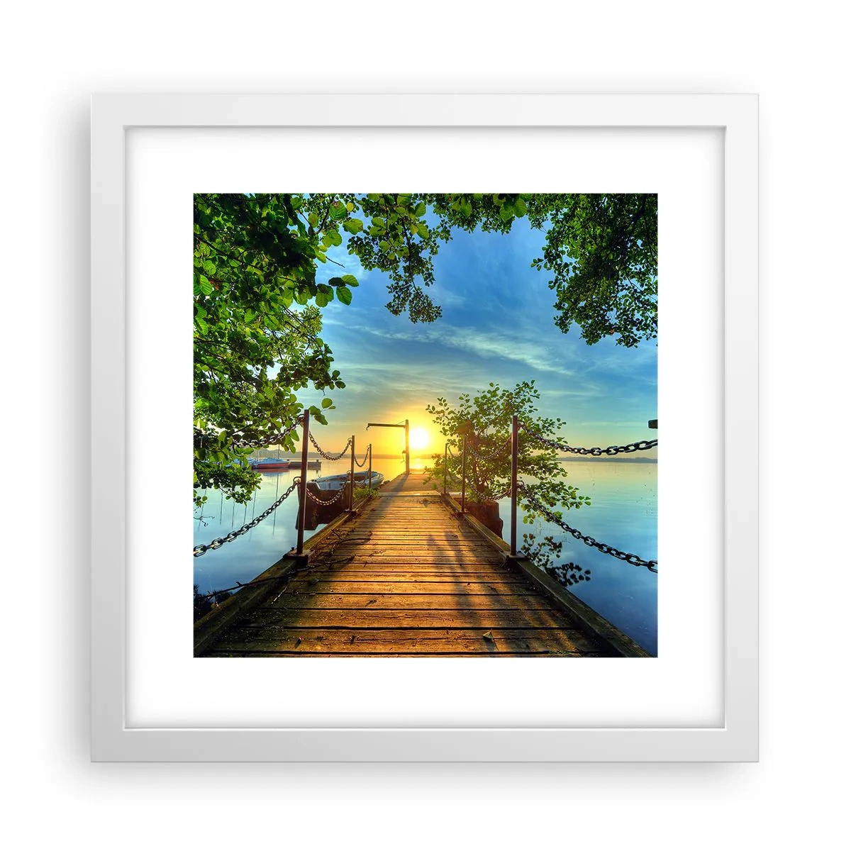 Plakat i hvid ramme - Mod vest ved vandet - 30x30 cm