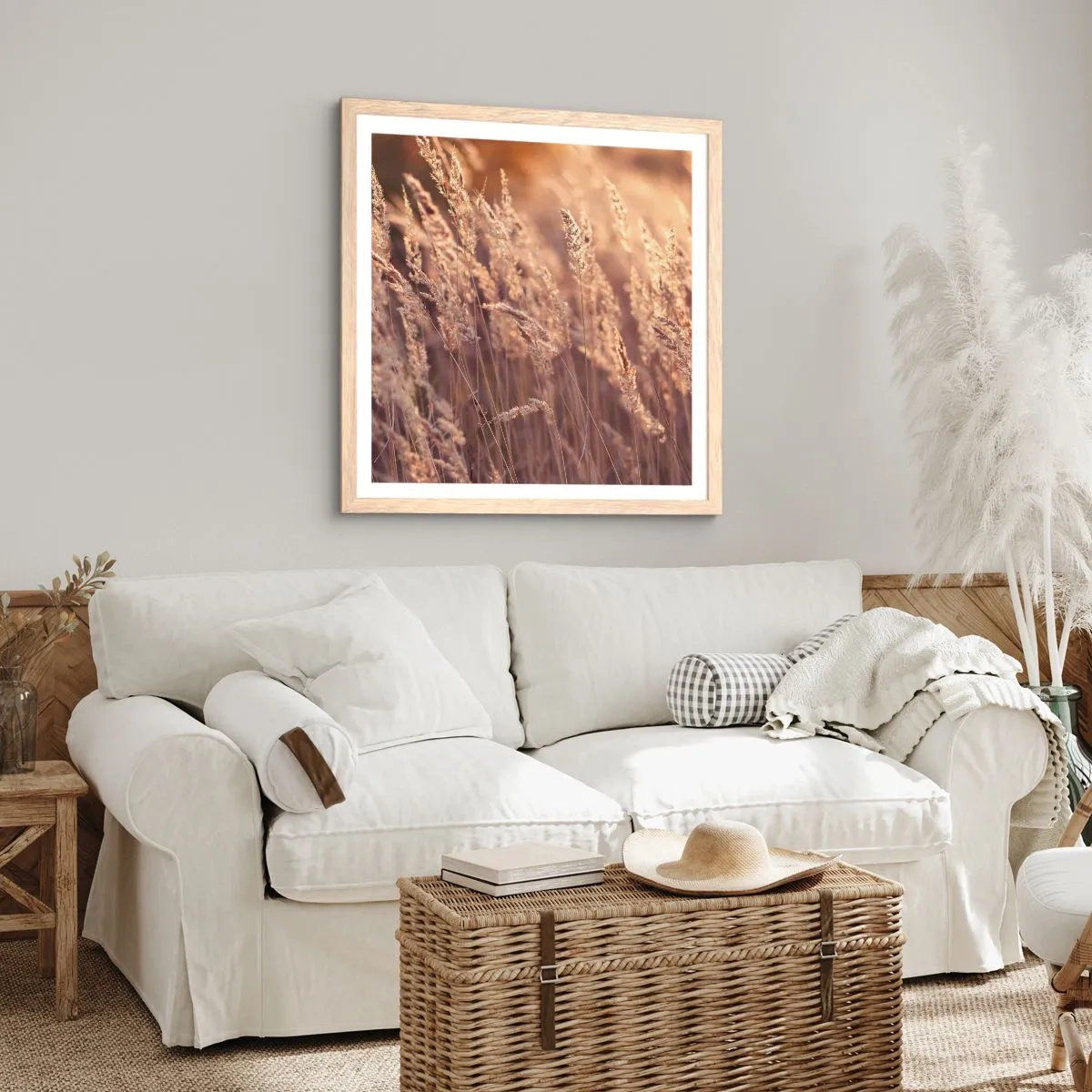 Plakat i ramme af lyst egetræ - Klar til at byde efteråret velkommen - 30x30 cm