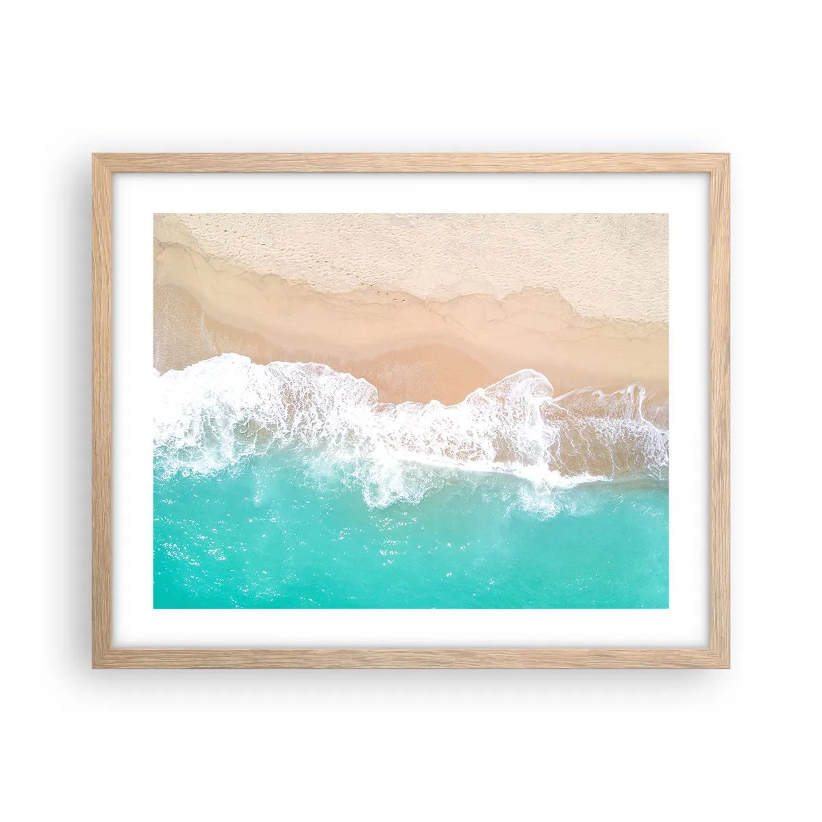 Plakat i ramme af lyst egetræ - Kærlig berøring - 50x40 cm