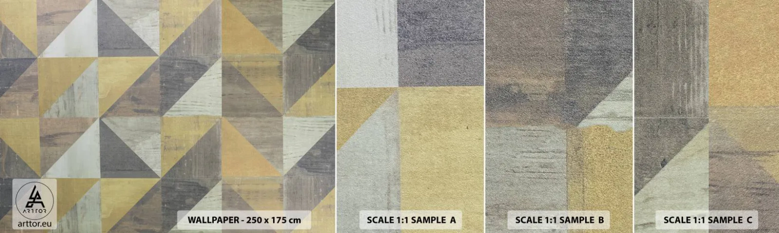 Fototapet Prøve Standard Eco - Ved trekantens vinkel - Abstraktion, Stykke, Trekanter - 100x30 cm