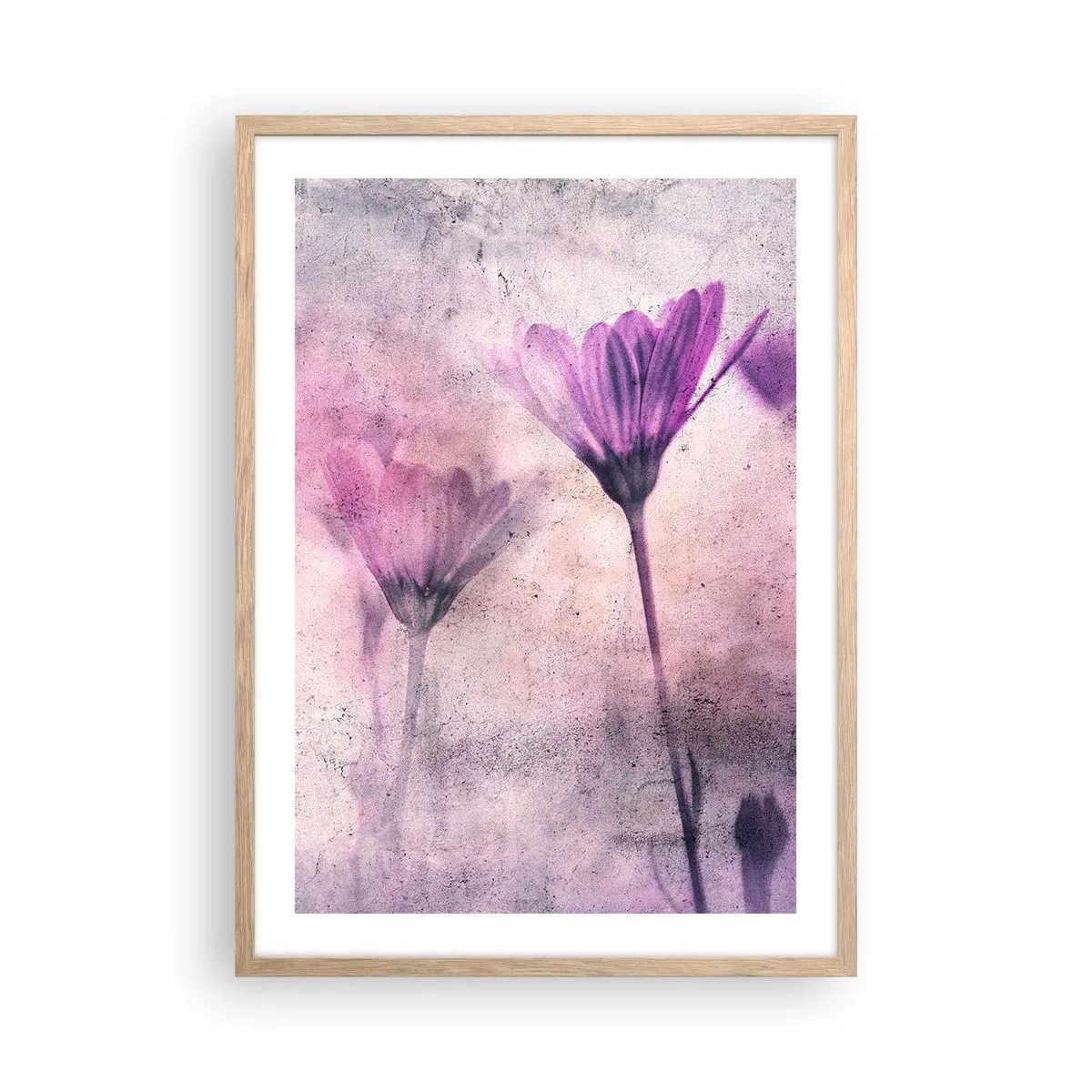 Plakat i ramme af lyst egetræ - En drøm af blomster - 50x70 cm