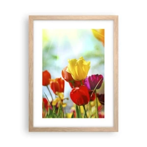 Plakat i ramme af lyst egetræ - Alle solens farver - 30x40 cm