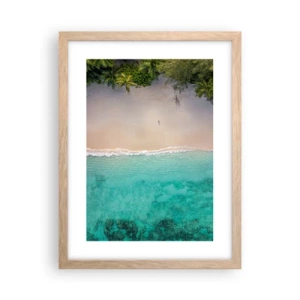 Plakat i ramme af lyst egetræ - Paradis strand - 30x40 cm