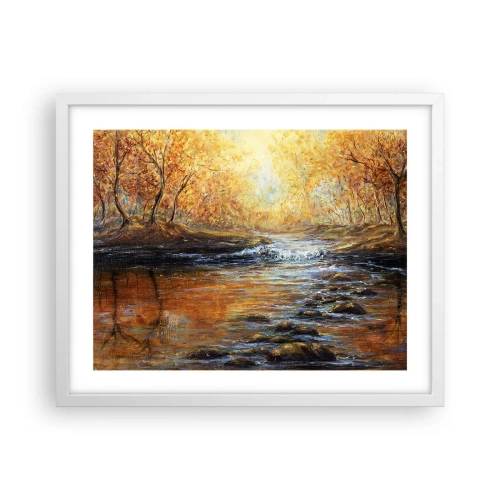 Plakat i hvid ramme - Gylden strøm - 50x40 cm
