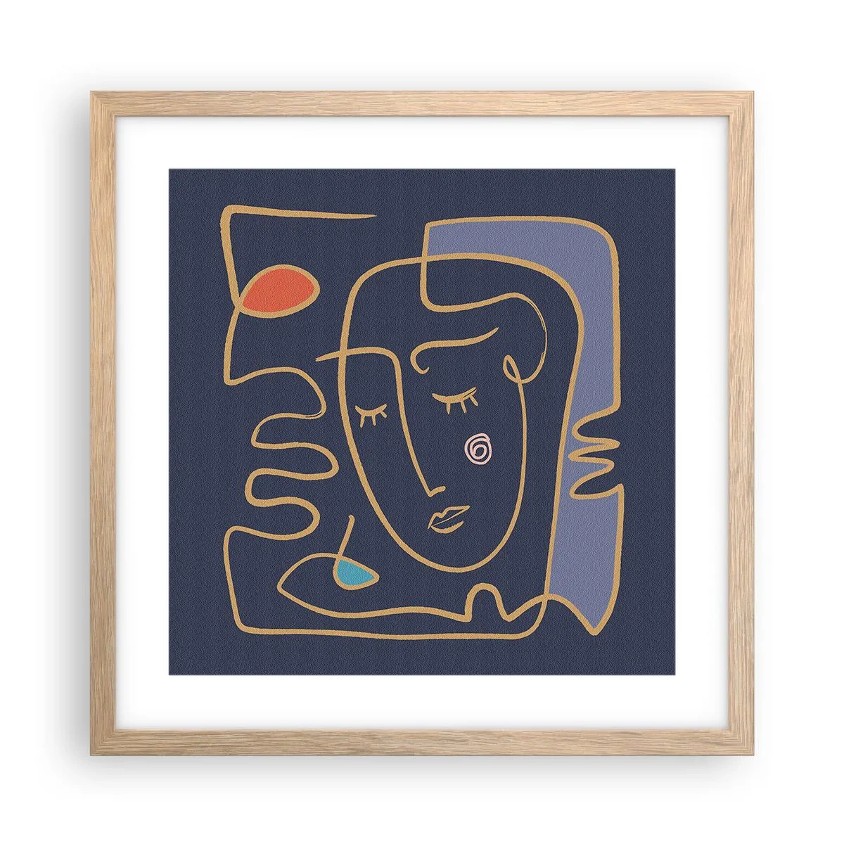 Plakat i ramme af lyst egetræ - I drømmerier - 40x40 cm