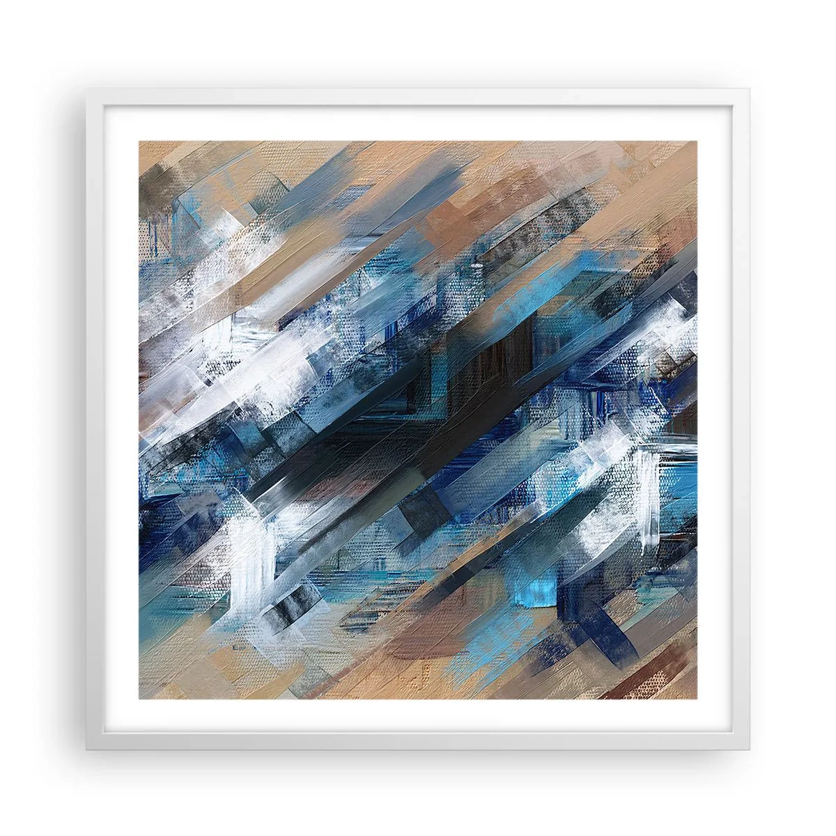 Plakat i hvid ramme - På en blå skråning - 60x60 cm