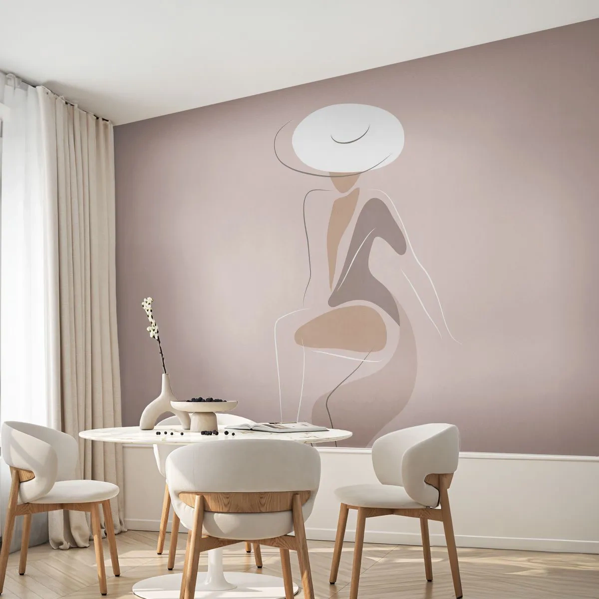 Fototapet Premium Canvas - En dame, der skal være - Grafik, Kvinde, Kvinde i en hat - 250x175 cm