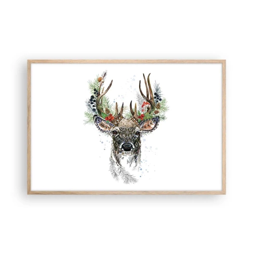 Plakat i ramme af lyst egetræ - I festlig påklædning - 91x61 cm