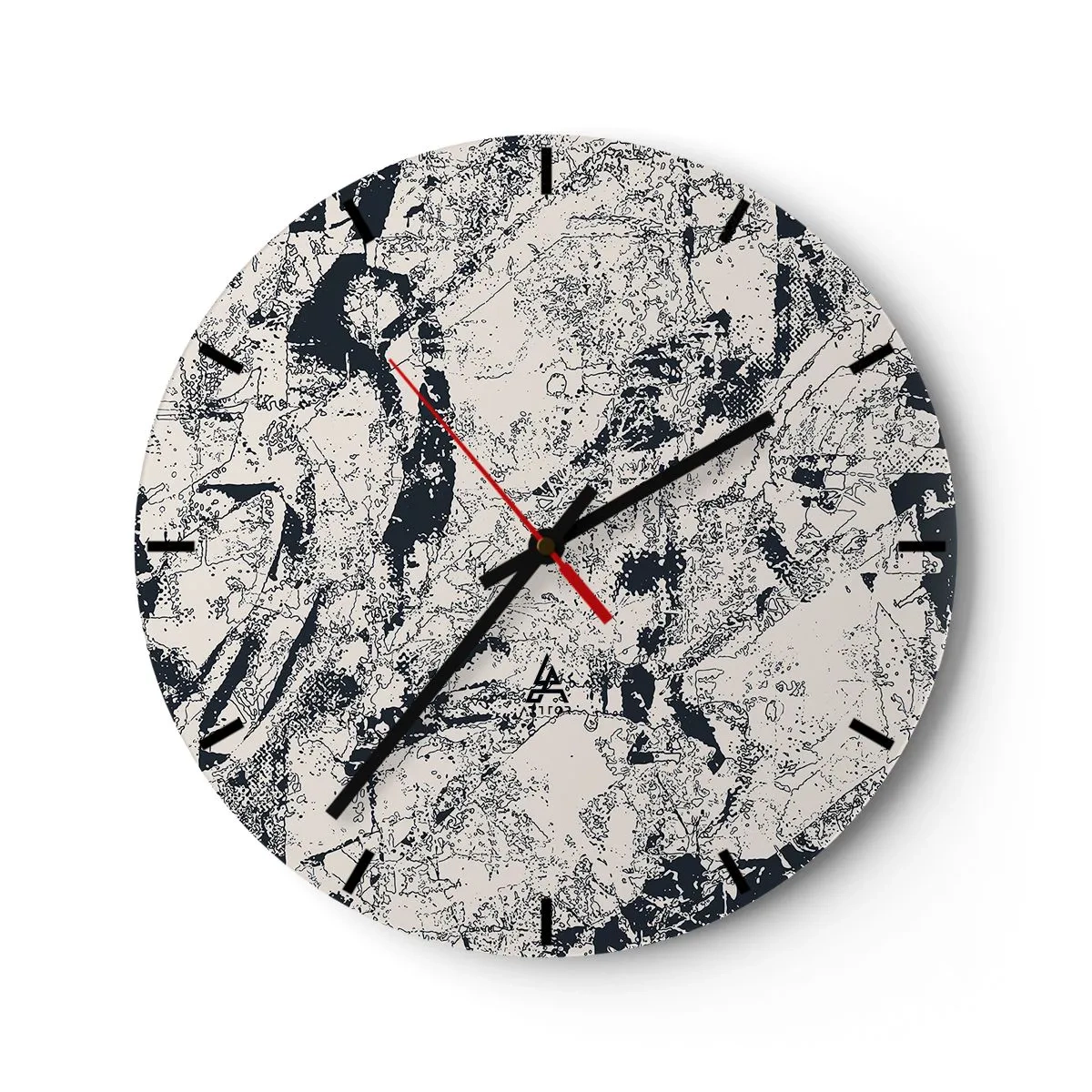 Vægur, Uret - Abstrakt komposition i sorte og grå nuancer - 30x30cm - Modsætningernes gennemtrængning - Moderne vægdekoration til stue, køkken og soveværelse ARTTOR