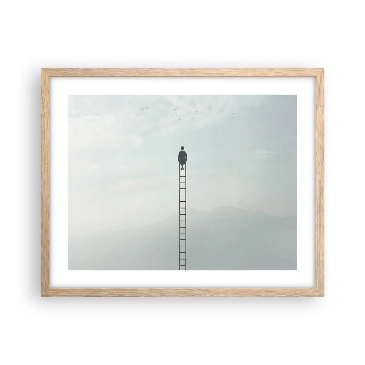 Plakat i ramme af lyst egetræ - Stig yderligere - 50x40 cm