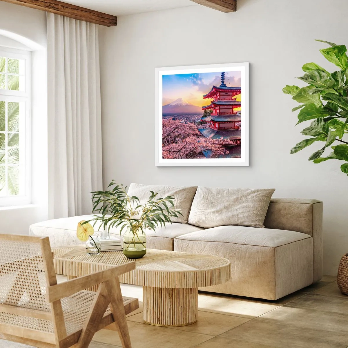 Plakat i hvid ramme - Essensen af den japanske ånd - 40x40 cm